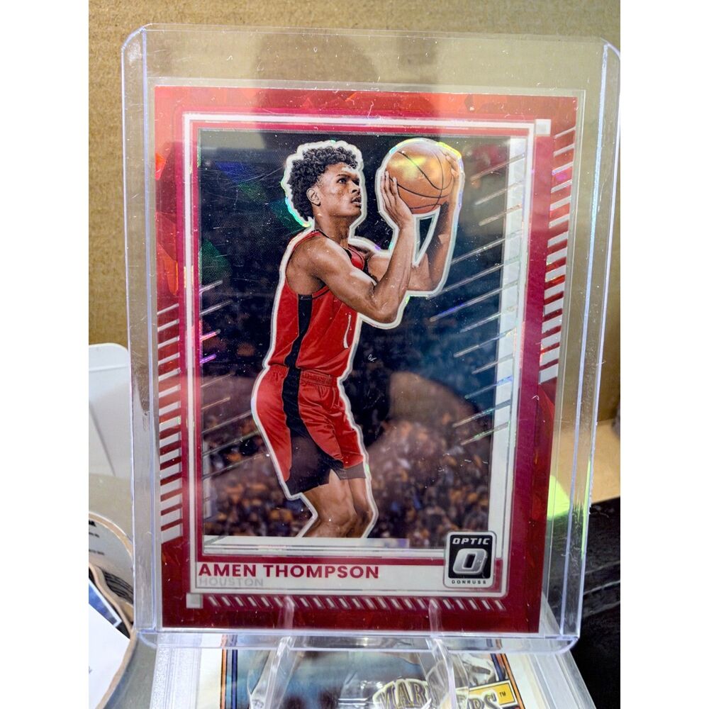 2025-26 Donruss Optic Amen Thompson Red Cracked Ice #111 Houston Rockets